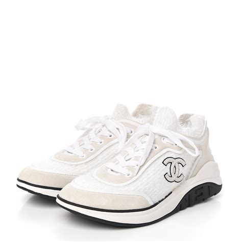 calfskin white sneakers chanel|chanel suede sneakers.